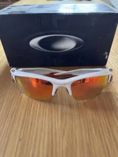 Oakley スポーツサングラス ホワイト/オレンジ