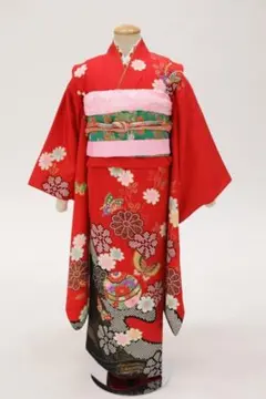 七五三 5歳〜7歳 正絹 セット 012603 車 扇 菊 牡丹 藤 紅葉 - メルカリ