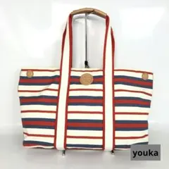 TORY BURCH トリーバーチ トートバッグ ボーダー キャンバス 大容量