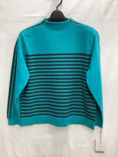 [T591]☆ニットT[M-L/エメG☆3本ライン]ストレッチ☆手洗い出来ます。