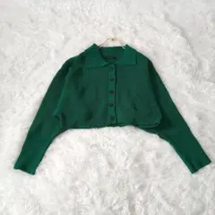 w closet ダブルクローゼット　グロップド丈カーディガン Fグリーン