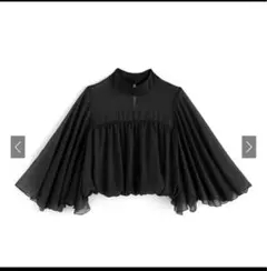 フレアスリーブシアーショート丈ブラウス[tu816]