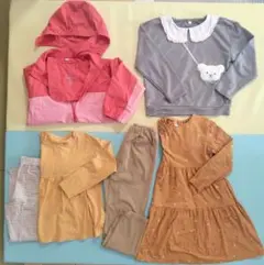 130 女の子 ユニクロ 無印 ナイロンパーカー ワンピース など 5点セット