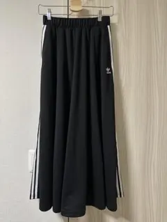 adidas SST スカート ストライプ 黒 ロングスカート