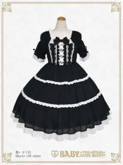 BABY 裾スカラップジャンパースカート 黒×オフ白 | Mercari