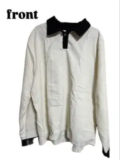 コーデュロイ長袖ポロシャツ ホワイト