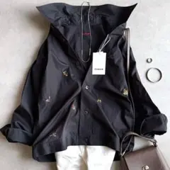 新品▲定価4.7万▲CABaNキャバン//コットンエンブロイダリーブルゾン▲黒のサムネイル