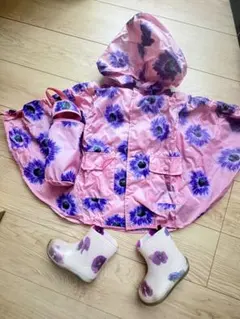 HAKKA 花柄レインポンチョと長靴セット