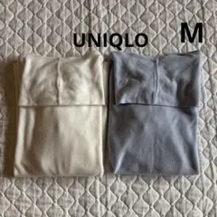UNIQLO ヒートテック　フリースタートルネックT 2枚組 セットM 白ブルー