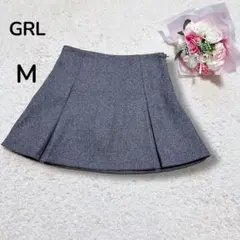 【GRLグレイル】インパン　裏地付きボックスプリーツフレアミニスカート　グレーM