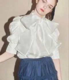 ✨美品✨ダイアグラム ボウタイリボン ギャザーブラウス ピンク 36 
