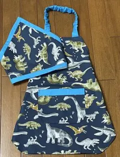 恐竜柄 子供エプロン 110-120