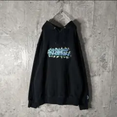 エクストララージ Xlarge センター刺繍ビッグロゴ パーカー ブラック M