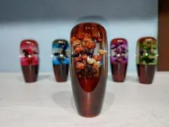 ぼかしグラデ水中花ウッドシフトノブ10cm(ブラウン×黒×白)デコトラ旧車 