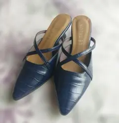LE TALON クロコ型押し ミュール ネイビー LL サイズ 新品未使用のサムネイル