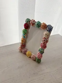 ✴︎ハンドメイド✴︎ヨーヨーキルト　L版フォトフレーム　Ｊ