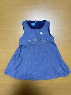 familiar ファミリア　デニム ジャンパースカート80 刺繍