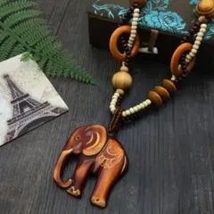 ウッドネックレス　像　アジアンエスニック