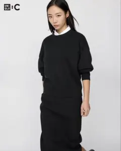 UNIQLO:C スムースコットンクルーネックセーター　 ブラック L