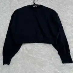 LOWRYS FARM　ローリーズファーム　黒 クロップドスウェット 長袖　F