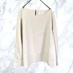 13192 オペークドットクリップ 洗える ブラウス L ベージュ 40 古着