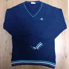 adidas ネイビー Vネックセーター メンズ Lサイズ 相当品