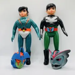 【セール】デビルマン 超人バロム1 面取れソフビ 2体セット 東映 よみうりプロ 当時物】デビルマン 超人バロム1 面取れソフビ 2体セット 東映