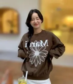 mardi mercredi トレーナー スウェット ブラウン プリント