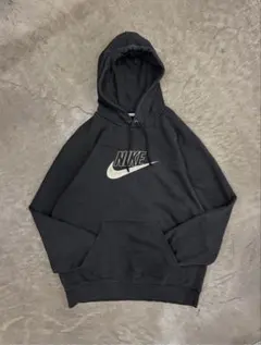 良フェード 90s 00s NIKE センターロゴ パーカー 黒 ブラック M 古着 90s USA製 NIKE センター スウォッシュ ロゴ 刺しゅう スウェット