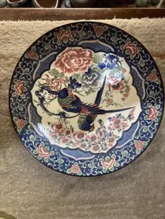 和風 花と鳥の装飾の大皿