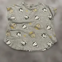 PEANUTS スヌーピー 総柄Tシャツ グレー 100cm