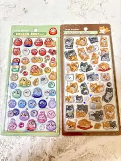 【正規品】ボンボンドロップシール 和柄　芝犬　だるま　2個セット　まとめ売り