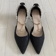 N092503 Morris coo パンプス ヒール 6cm ラメ ブラック