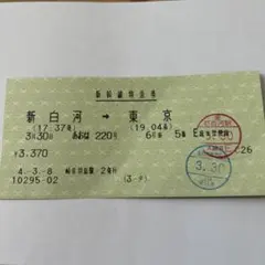 東北新幹線特急券　新白河→東京のサムネイル
