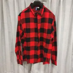 H&M チェック柄ネルシャツ Lサイズ 赤黒