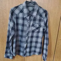 中古 チェック柄 長袖シャツ ブラック×ホワイト SKY BAMBER