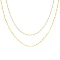 ネックレス 二連 ボールチェーンネックレス サージカルステンレス 新品 ゴールド