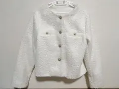 ホワイト ボアジャケット ゴールドボタン