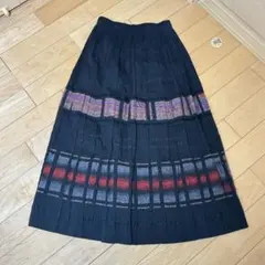 美品　慈雨　チェック柄 ロングスカート　L　センソユニコ センソユニコ 慈雨 チェック切替デザインスカート – セレクトショップ