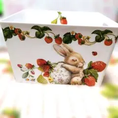 デコパージュ　少し深めの収納ケース　お昼寝うさぎさん