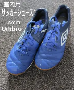 アンブロ　サッカーシューズ　室内用　フットサル　青　22cm　キッズ