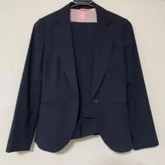 パーフェクトスーツファクトリー パンツスーツネイビー ストライプ9号11号　上下