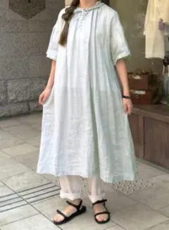 【nest Robe】リネンガーゼフロントギャザーワンピース nest robe リネンガーゼ フロントギャザー ワンピース 2025SS - メルカリ