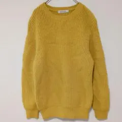 RAMIRAL【38】長袖 あぜ編み カジュアル ゆったり イエロー セーター