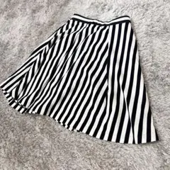 美品＊フォードミルズ　ひざ丈フレアスカート　ギャザースカート　ネイビー×ホワイト