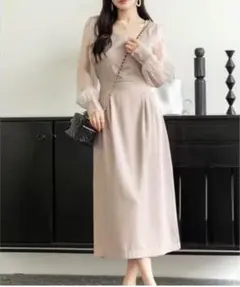 DayCloset シースルー袖ワンピース/tops1682 ベージュローゼのサムネイル