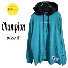 Champion フーディー 長袖カットソー ロンT 刺繍 バイカラー メンズS