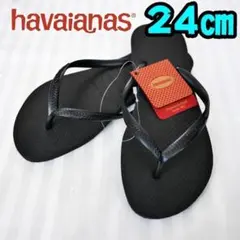 【新品】ハワイアナス　ビーチサンダル　24㎝　25cm　ブラック　②　黒