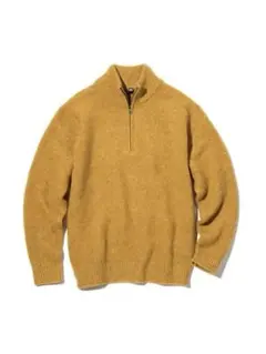 ユニクロ スフレヤーン ハーフジップセーター 長袖 ニット マスタード