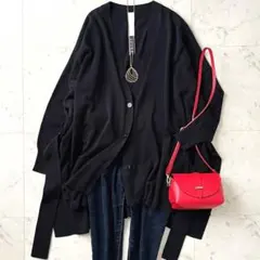 定価¥4,6万♪美品 アドーア ガスコットンビッグカーデ 38 ブラック黒 長袖のサムネイル